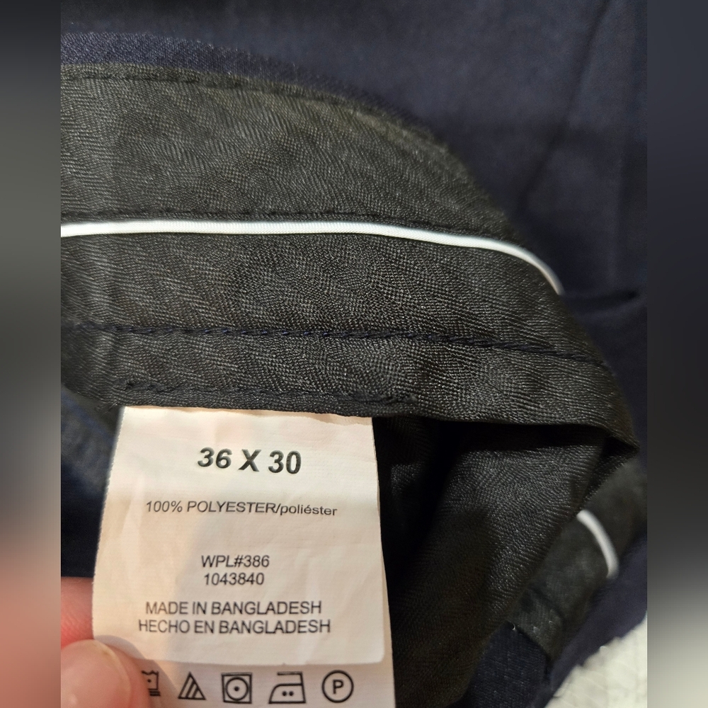 Haggar Mens Dress  Straight Slim Pants 36x30 Blue Business Causal Busines - Picture 7 of 8